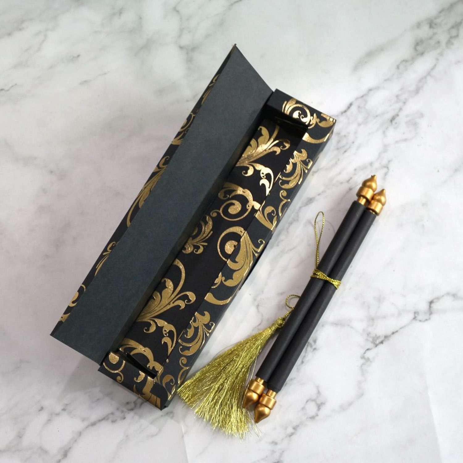 Scroll Invitation Card Black Wedding Invitation Foiling Printing Personalized Custom